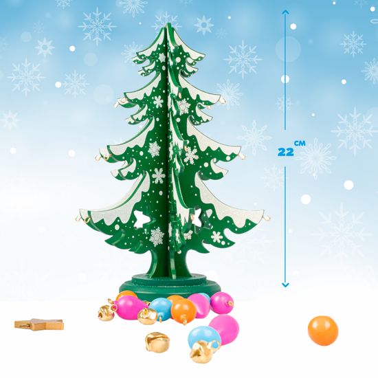 Новогодний набор BONDIBON. Деревянная ёлочка 3D с игрушками, высота 22см