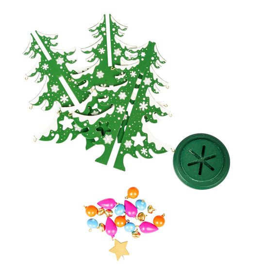 Новогодний набор BONDIBON. Деревянная ёлочка 3D с игрушками, высота 22см