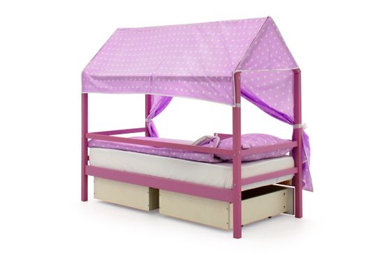 Крыша текстильная для кровати-домика Svogen "звезды,фон лаванда"