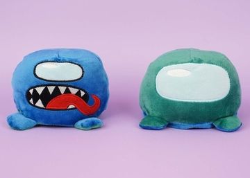 Мягкая игрушка-перевертыш "Among Us" синий-бирюзовый, 15 см