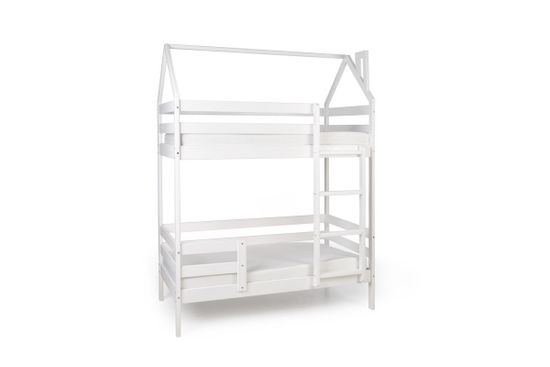 Двухъярусная кровать-домик Scandi Barn с бортиком (лестница справа)