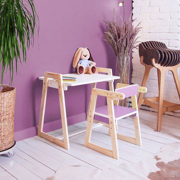 Детская растущая парта и стул Я САМ "Краски" (Сиреневый)