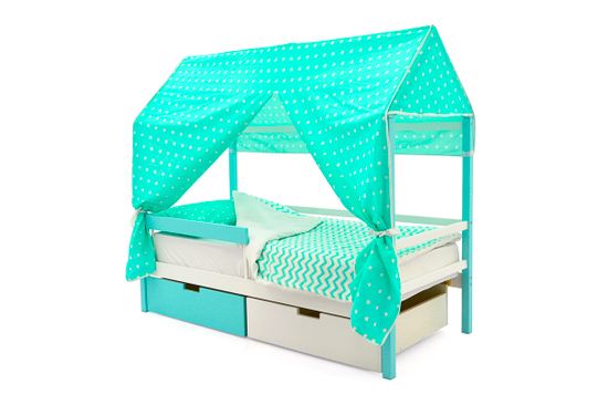 Крыша текстильная для кровати-домика Svogen "звезды, фон мятный"