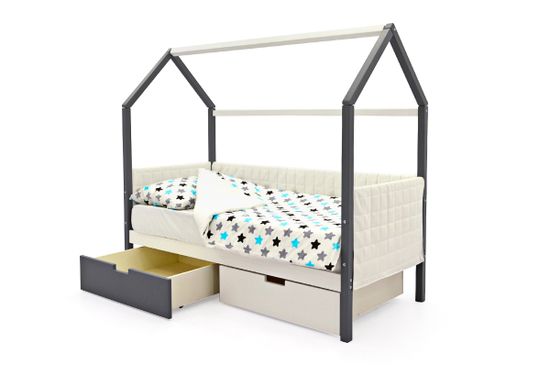 Кровать-домик мягкий "Svogen графит-белый"