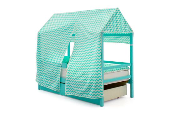 Крыша текстильная для кровати-домика Svogen "зигзаги мятные"