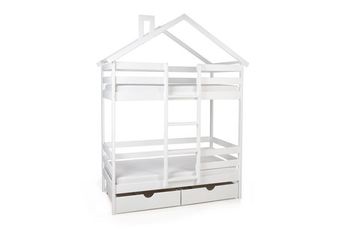 Двухъярусная кровать-домик Scandi Hut с бортиком (лестница по центру)