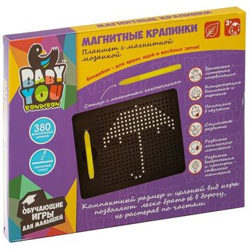 Мозаика в планшете "Магнитные крапинки" Bondibon, 380 шариков