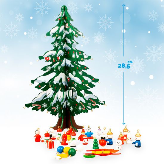 Новогодний набор BONDIBON. Деревянная ёлочка 3D с игрушками, высота 28.5см