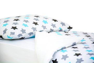 Постельное белье "Звезды графит, бирюза, серый"
