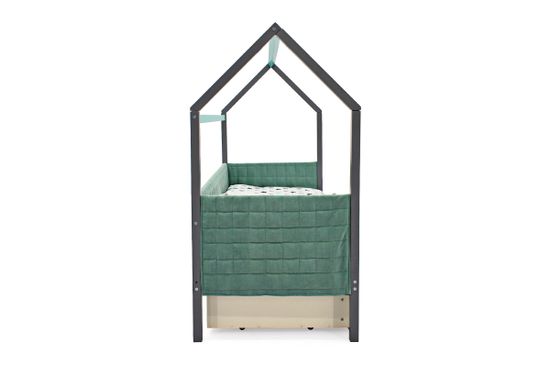 Кровать-домик мягкий «Svogen графит-мятный»