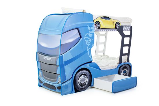 Двухъярусная кровать машина "Скания+2" синий