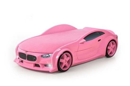 Кровать-машина объемная NEO "БМВ" розовый