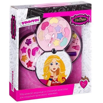 Набор детской декоративной косметики Bondibon Eva Moda, косметичка-диск, 3х-уровневая