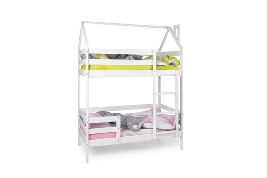 Двухъярусная кровать-домик Scandi Barn с бортиком (лестница справа)