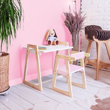 Детская растущая парта и стул Я САМ "Краски" (Розовый)