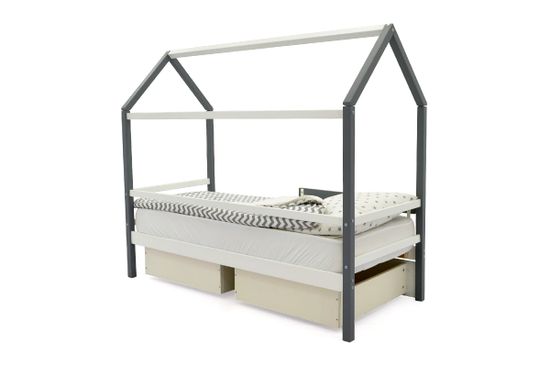 Кровать-домик «Svogen графит-белый»