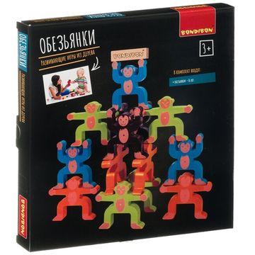 Развивающая деревянная игра-баланс Bondibon "Обезьянки"