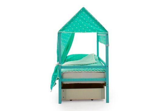 Крыша текстильная для кровати-домика Svogen "звезды, фон мятный"