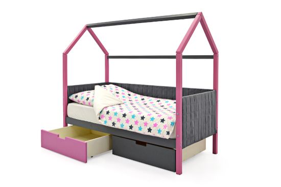 Кровать-домик мягкий «Svogen лаванда-графит»