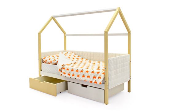 Кровать-домик мягкий «Svogen бежево-белый»