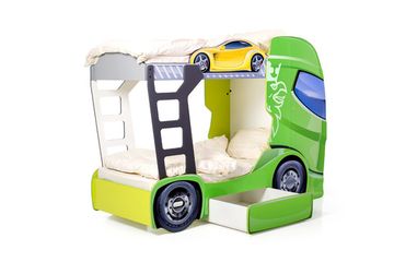 Двухъярусная кровать машина "Скания+2" лайм