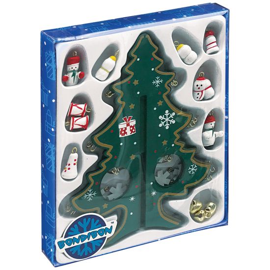 Новогодний набор BONDIBON. Деревянная ёлочка 3D с игрушками, высота 17,5см
