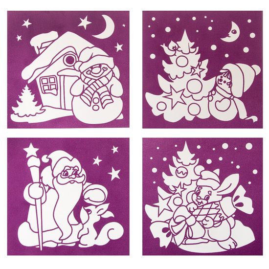 Набор для творчества BONDIBON. Новогодние бархатные раскраски (бордовый фон)