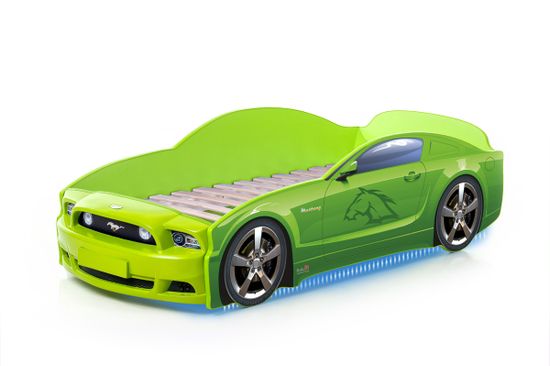 Кровать-машина "Мустанг" PLUS зеленый