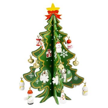 Новогодний набор BONDIBON. Деревянная ёлочка 3D с игрушками, высота 17,5см