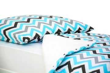 Постельное белье "Зигзаги графит, бирюза, серый"