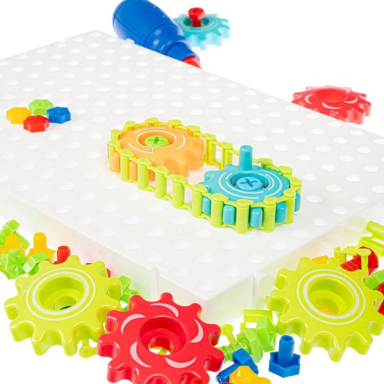 Мозаика для малышей с шестеренками и отверткой, 133 детали Bondibon