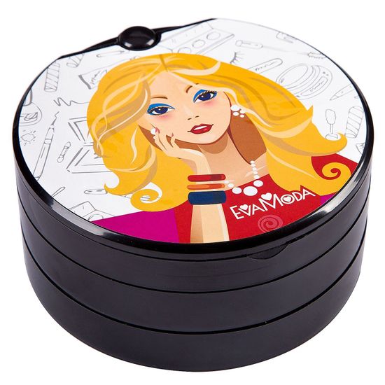 Набор детской декоративной косметики Bondibon Eva Moda, косметичка-диск, 3х-уровневая