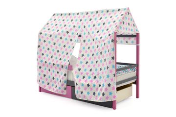 Крыша текстильная для кровати-домика Svogen "звезды, графит, лаванда, бирюза"