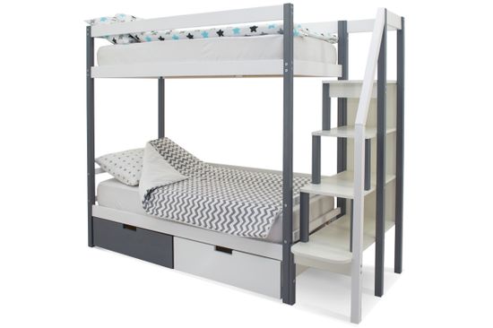 Двухъярусная кровать «Svogen» графит-белый