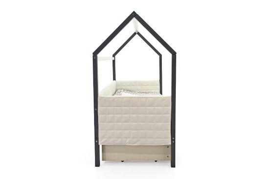 Кровать-домик мягкий "Svogen графит-белый"