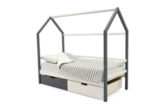 Кровать-домик «Svogen графит-белый»