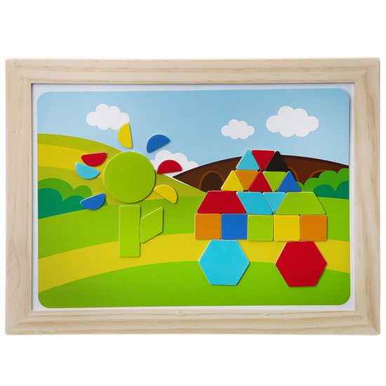 Деревянная магнитная мозаика ГЕОМЕТРИЧЕСКИЕ ФИГУРЫ, Bondibon