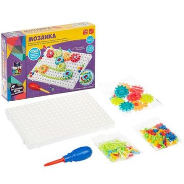 Мозаика для малышей с шестеренками и отверткой, 133 детали Bondibon