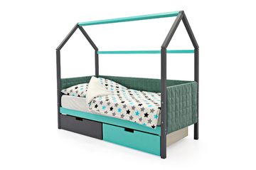 Кровать-домик мягкий «Svogen графит-мятный»