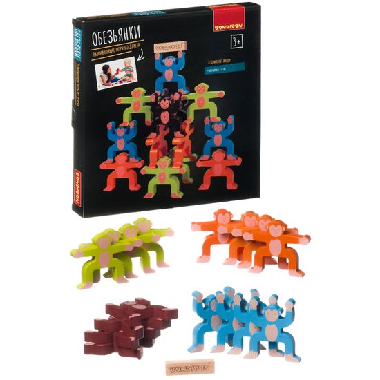 Развивающая деревянная игра-баланс Bondibon "Обезьянки"