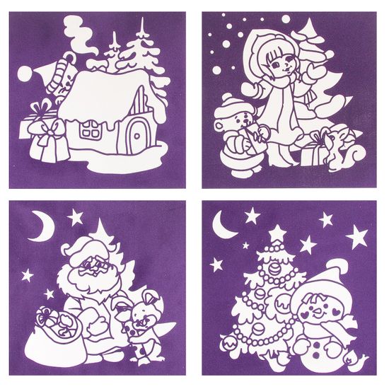 Набор для творчества BONDIBON. Новогодние бархатные раскраски (фиолетовый фон)