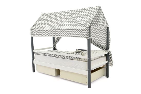 Крыша текстильная для кровати-домика Svogen "зигзаги графит"