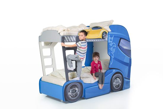 Двухъярусная кровать машина "Скания+2" синий