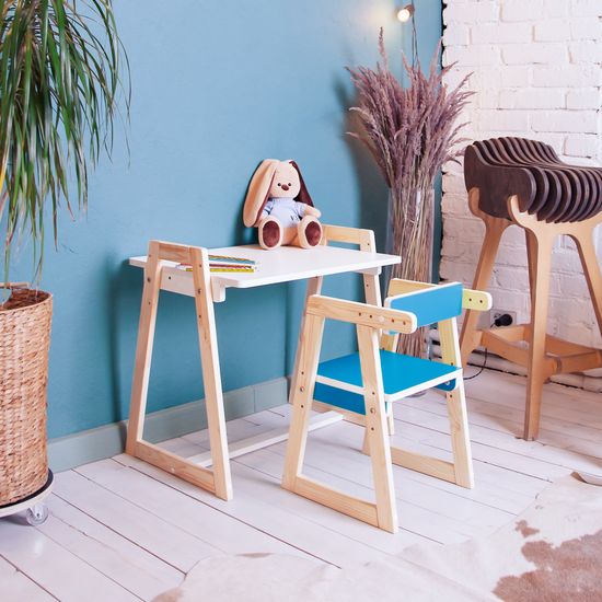 Детская растущая парта и стул Я САМ "Краски" (Океан)