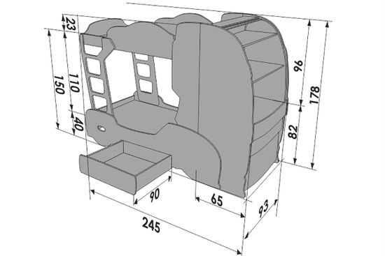 Двухъярусная кровать машина "Скания+2" лайм