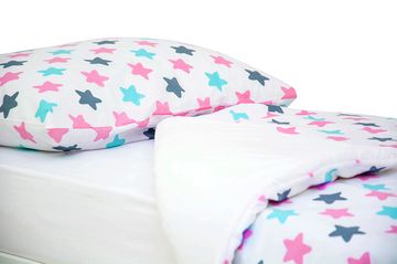 Постельное белье "Звезды графит, лаванда, бирюза"