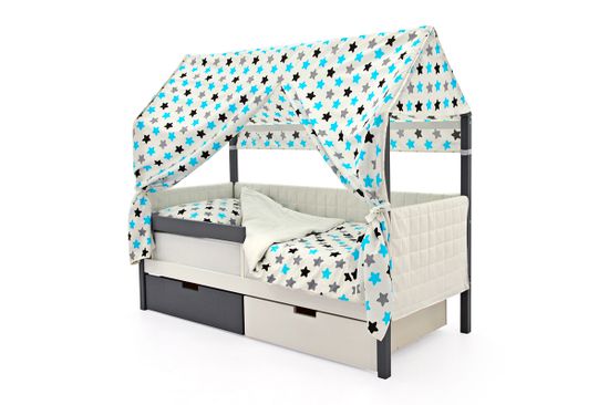 Кровать-домик мягкий "Svogen графит-белый"