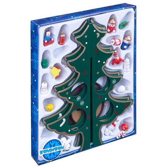 Новогодний набор BONDIBON. Деревянная ёлочка 3D с игрушками, высота 25см