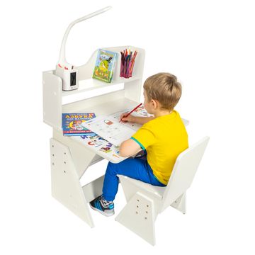 Детская растущая парта и стул Я САМ "Первое место" (Белый)