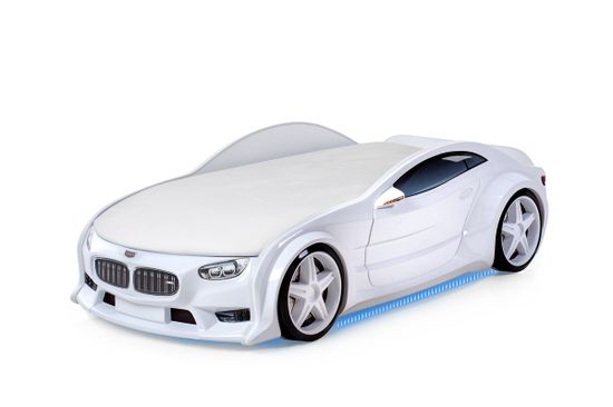 Кровать-машина объемная NEO "БМВ" белый